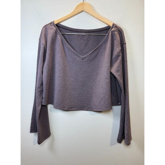 Lululemon Show Your Depth Cropped Top Women's Size Large Heathered Antique Bark - Picture 5 of 7